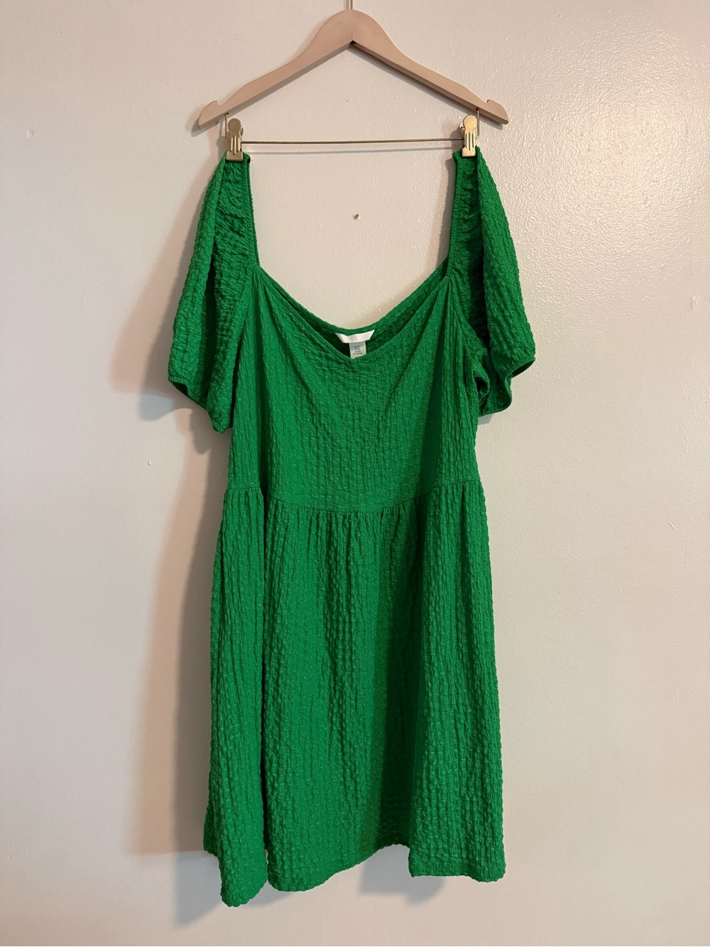 H&M Green Textured Mini Dress